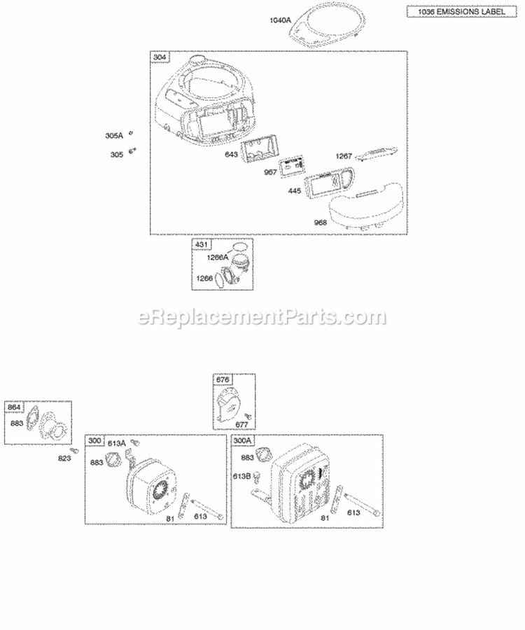 Air Cleaner Blower Housing Exhaust System Diagram and Parts List for 216977-0116-E1  Briggs and Stratton Engine